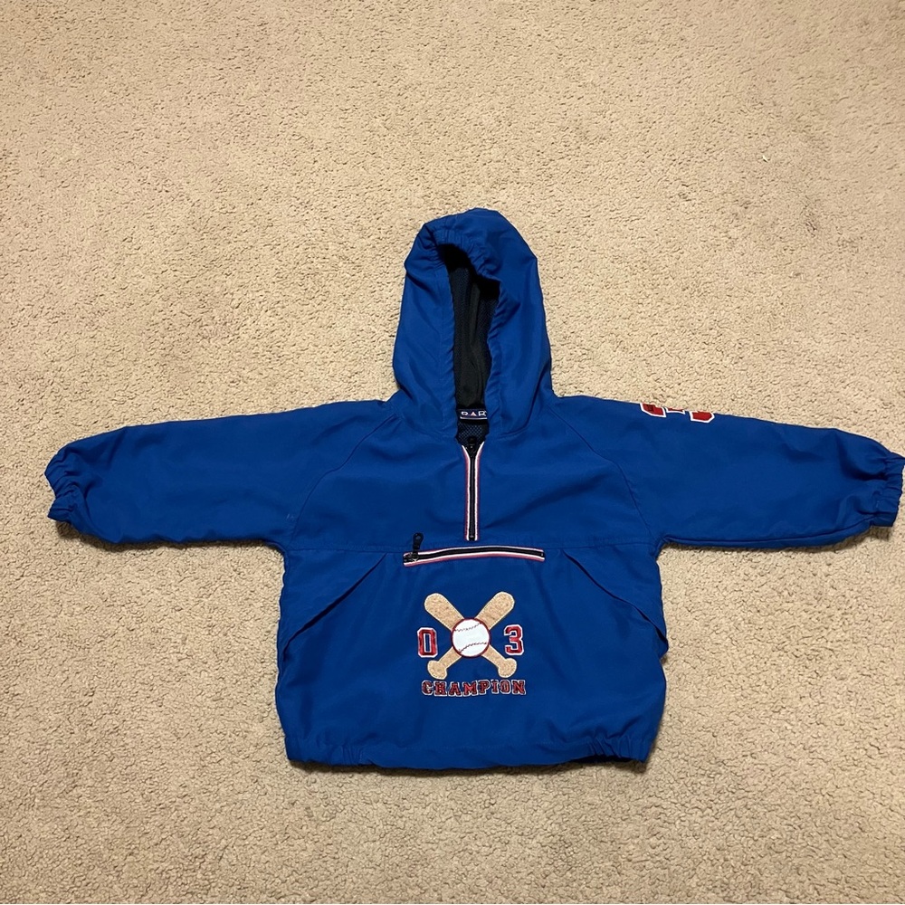 Vintage Baby‎ Headquarters Blue Baseball Hooded Windbreaker Jacket boys Sz 18m